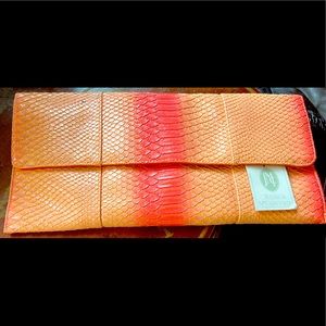 Jessica McClintock coal clutch bag with a strap ombré shades of coal